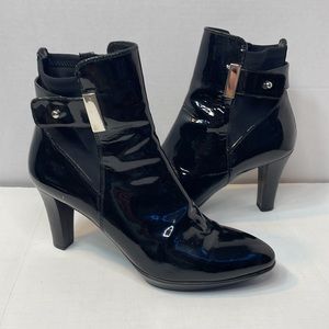 Authentic Aquatalia black patent leather zip up boots size 8 1/2